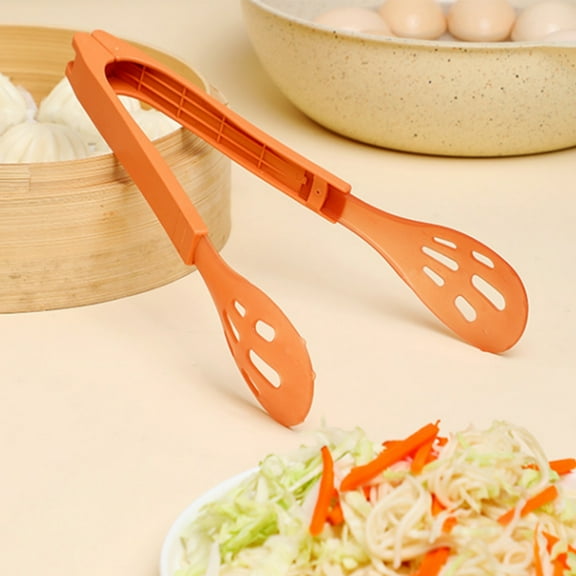 Chanana Orange Detachable Food Clip - 27cm Dual-Use as Strainer Spoon or Grilling Tongs, Heat-Resistant Nylon (BPA-Free)