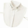 thumbnail image 1 of Chanana Pearl Fake Collars Detachable Dickey Collar Blouse Half Shirt Crystal Peter Pan Faux False Collar for Women for Daily Work Party, White, 1 of 7