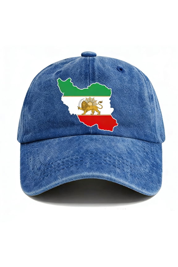 Personality Flag of The Iranian Iran Map Casquette Hat, Blue Classic Baseball Cap Unisex Adjustable Hats