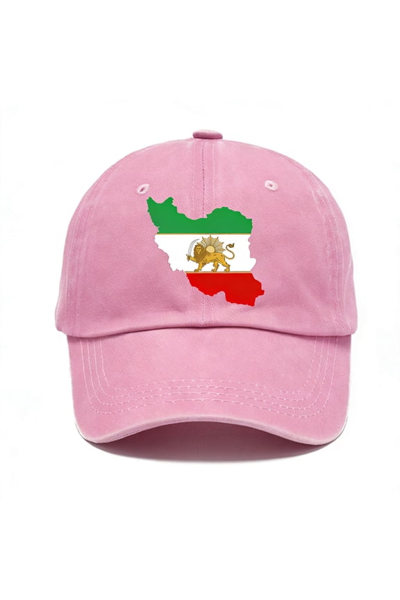 Personality Flag of The Iranian Iran Map Casquette Hat, Pink Classic Baseball Cap Unisex Adjustable Hats