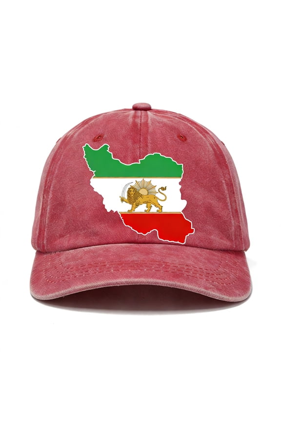Personality Flag of The Iranian Iran Map Casquette Hat, Watermelon Red Classic Baseball Cap Unisex Adjustable Hats