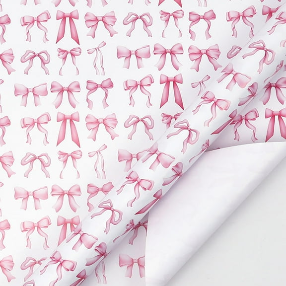 Chanana Pink Bow Wrapping Paper Roll, Mini Roll, Gingham Bow-knot Gift Wrap Paper, Perfect for Birthday, Wedding, Bridal Shower, Valentine's Day, 118"x17"