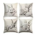 thumbnail image 1 of Chanana Rabbit Pillow Covers Set of 4, Gray Rabbit Animal Throw Pillow Cases, Rustic Easter Decorative Square Cushion Covers for Home Sofa Bed Living Room 17.7x17.7Inch, 1 of 6