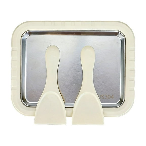 Chanana Rolled Ice Cream Maker Kit, 2026 New Stainless Steel Freeze Plate with 2 Scrapers, DIY Stir Fried Ice Cream Tray for Homemade Desserts, Perfect for Family Fun & Parties (Beige)