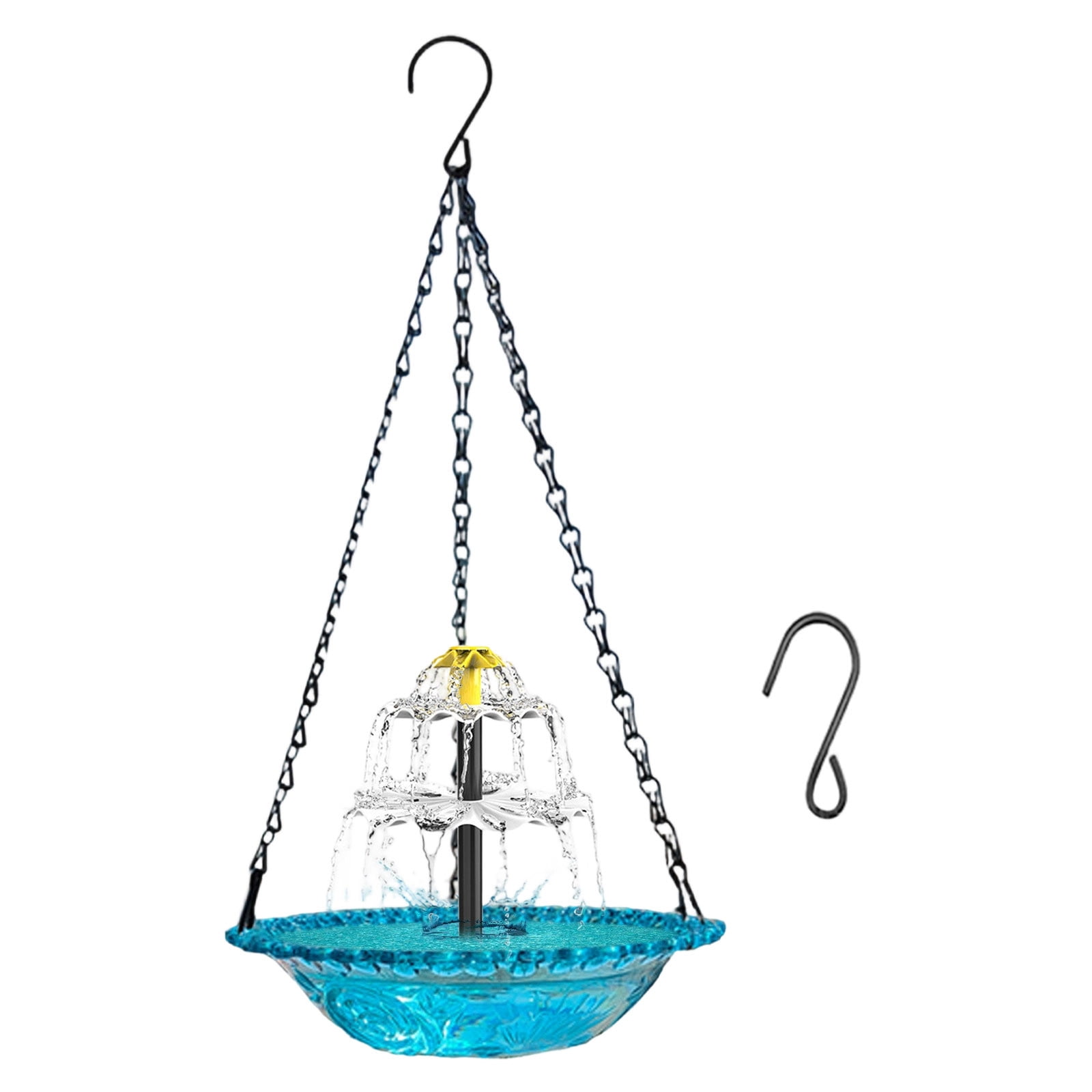Chanana Solar Bird Bath Fountain, Outdoor Hanging Cascade Bird Bath with Solar Powered Pump Bowl with Nozzles, Attracting Wild Birds Hummingbirds Shower for Garden, Patio