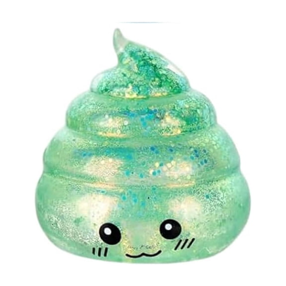 Chanana Sparkle Clear Poop Squishy Fidget Gadgets, Large Dumpling Stress Ball, Cute Desktop Sensory Toys For Focus And Daily Use, Green