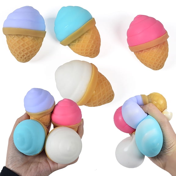 Chanana Squishy Ice Cream, Slow Big Torch Ice Cream Squishy, Rubber Stress Balls, Slow-Rising Sensory Decompression Balls, Fun Desktop & Travel Accessory, Stress Balls Squeeze(1 Random Color)