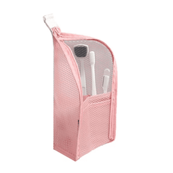 Chanana Standing Toiletry Bag, 2026 New EVA Mesh Large Capacity Cosmetic Waterproof Bag, Upgrade Portable Lightweight Travel Toiletry Bag Water Resistant Toiletries Storage Bag (Pink)