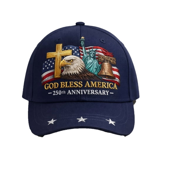 Chanana United States 250th Anniversary Hats, Patriotic Baseball Cap with Adjustable Back Strap, Cross Bald Eagle Liberty Statue Printed Baseball Hat for Men Women, Memorable Gifts(Printed)