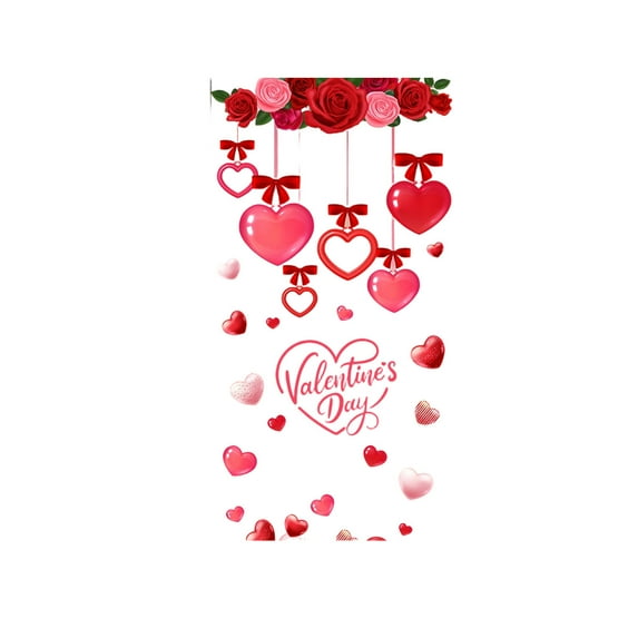 Chanana Valentines Day Window Clings Decor, Valentines Day Decorations, Red Heart Stickers for Home, Office, Shopping Mall, Romantic Love Hot Air Balloon Sticker Décor
