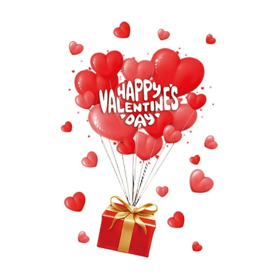 Chanana Valentines Day Window Clings Decor, Valentines Day Decorations, Red Heart Stickers for Home, Office, Shopping Mall, Romantic Love Hot Air Balloon Sticker Décor