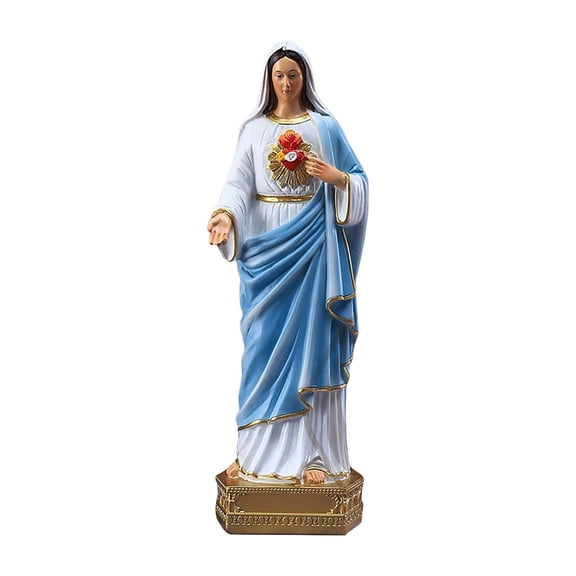 Chanana Virgin Mary Statue Resin Hand Painted Blessed Mother Figurine Lifelike Catholic Sculpture for Religious Altar, Home Prayer and Spiritual Decor