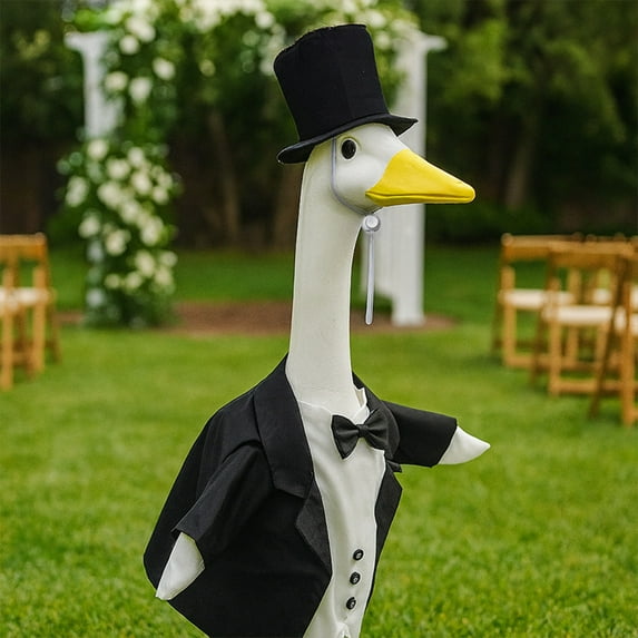 Chanana Wedding Groom Porch Goose Outfit Set—Goose Clothes for 23 Inch Porch Goose, Wedding-Themed Goose Decor for Garden, Patio & Lawn Decoration, Valentine's Day Goose Decoration