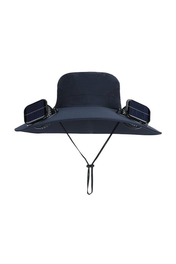 Wide Brim Solar Fan Hat with 2 Solar Fan, Fan Built in Hat with Fans Solar Power, Solar Powered Fan Hat for Outdoor Fishing Travel, 3 Speed Adjustable Fan Hat