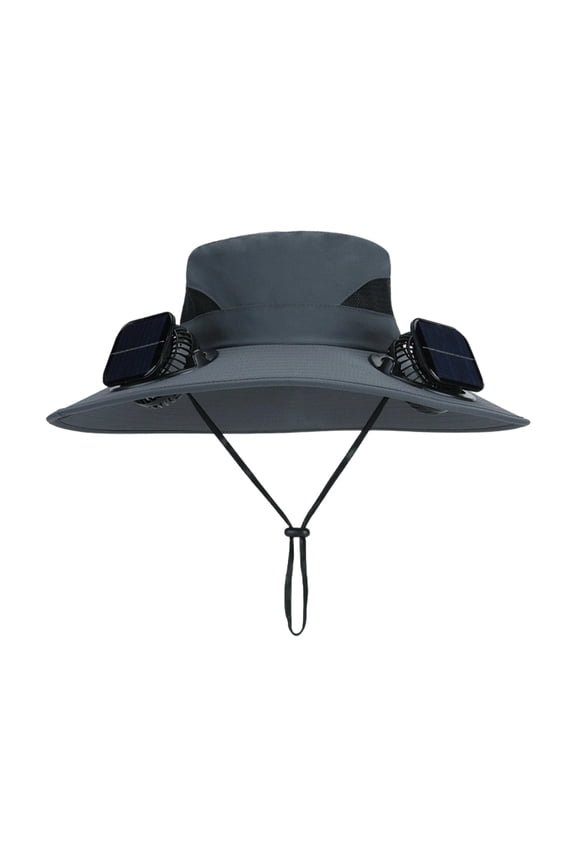 Wide Brim Solar Fan Hat with 2 Solar Fan, Fan Built in Hat with Fans Solar Power, Solar Powered Fan Hat for Outdoor Fishing Travel, 3 Speed Adjustable Fan Hat