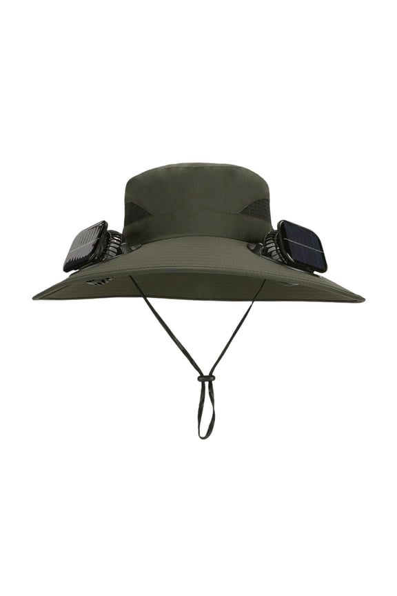 Wide Brim Solar Fan Hat with 2 Solar Fan, Fan Built in Hat with Fans Solar Power, Solar Powered Fan Hat for Outdoor Fishing Travel, 3 Speed Adjustable Fan Hat