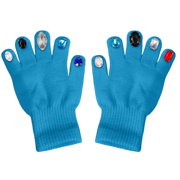 Chanana Winter Gloves Skating Rhinestone Gloves Adults Full Fingers Knit Warm Gloves with Colorful Gemstones Mitten, Funny Warm Gloves, Fun Winter Gifts