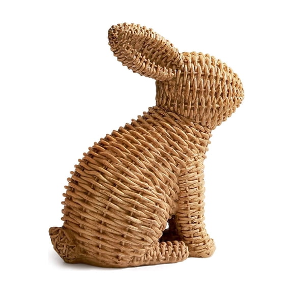 Chanana Woven Easter Bunny Figurines - Brown Rabbit Sculptures with Handcrafted Wicker-Style Design for Easter and Spring Home Décor