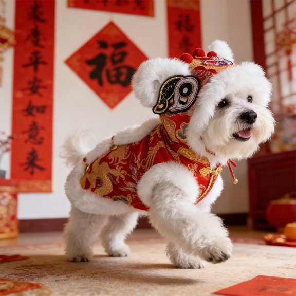 Chanana Year Dog Dance Coat Spring Festival Pet Winter Warm Clothes For Small Medium Dogs Schnauzers And Small Bichon Frises