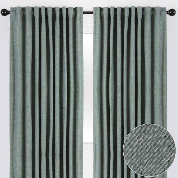 Chanasya 2-Panel Two Color Tone Textured Heavy Curtains - for Windows Living Room Bedroom Patio Office - Partial Room Darkening Window Treatment Drapes for Home Decor 52 x 63 Inches Long - Teal