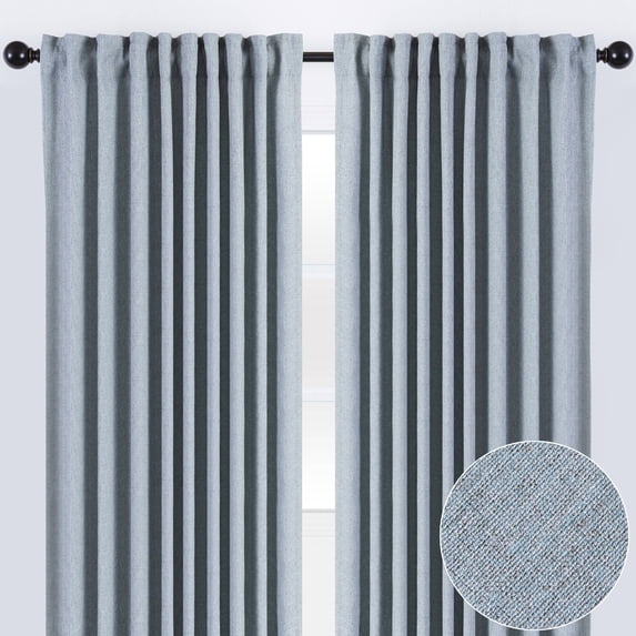 Chanasya 2-Panel Two Color Tone Textured Heavy Curtains - for Windows Living Room Bedroom Patio Office - Partial Room Darkening Window Treatment Drapes for Home Decor 52 x 84 Inches Long - Light Blue