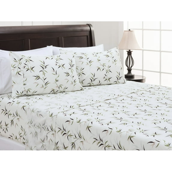 Chanasya 4-Piece Printed King Sheet Set - Ultra Soft Lattice Bamboo Print 1 Flat Sheet, 1 Fitted Sheet ,2 Pillowcases - Wrinkle Fade Stain Resistant - Luxurious Brushed Microfiber - Creme - King