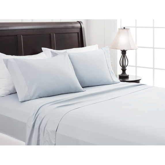 Chanasya 4-Piece Ultra Soft Solid Embossed Checkered Queen Sheets Set - 15 Inches Deep Pocket Luxurious Soft Brushed Microfiber - (1 Flat Sheet, 1 Fitted Sheet & 2 Pillowcases ) Dusty Blue - Queen