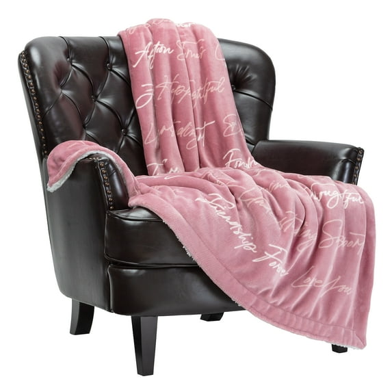 Chanasya Best Friends Forever Gift Throw Blanket - Sherpa Microfiber Strength Love Joy Cherish Fun Laughter Thoughtful Gift Throw - for Women Men Birthday BFF Besties (50x65 Inches)- Rose Dust Blanket