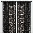 thumbnail image 1 of Chanasya Black Velvet Sheer Damask Curtains - 96 Inch Panels - Classy Elegant Textured Vintage Grommet Curtain Light Filtering Drapes for Living Room Bedroom Kitchen - Light Filtering 2 Panel Set, 1 of 7