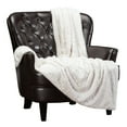 thumbnail image 1 of Chanasya Cable Knit Embossed Faux Fur Throw Blanket - Reverse Mink Modern, Comteporary, Elegant, Super Soft, Warm and Cozy for Bed, Couch, Living Room and Bedroom Home Décor (50x65 Inches) White, 1 of 6