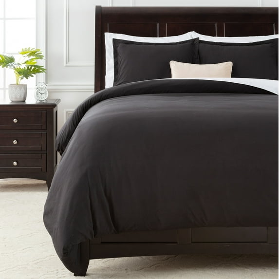 Chanasya Duvet Cover King Set Ultra Soft Solid 3-Piece Bedding - Luxurious Silky Soft Brushed Microfiber Comforter Cover Combo- Zipper Closure (1 Duvet Cover & 2 Pillow Sham) Black - King