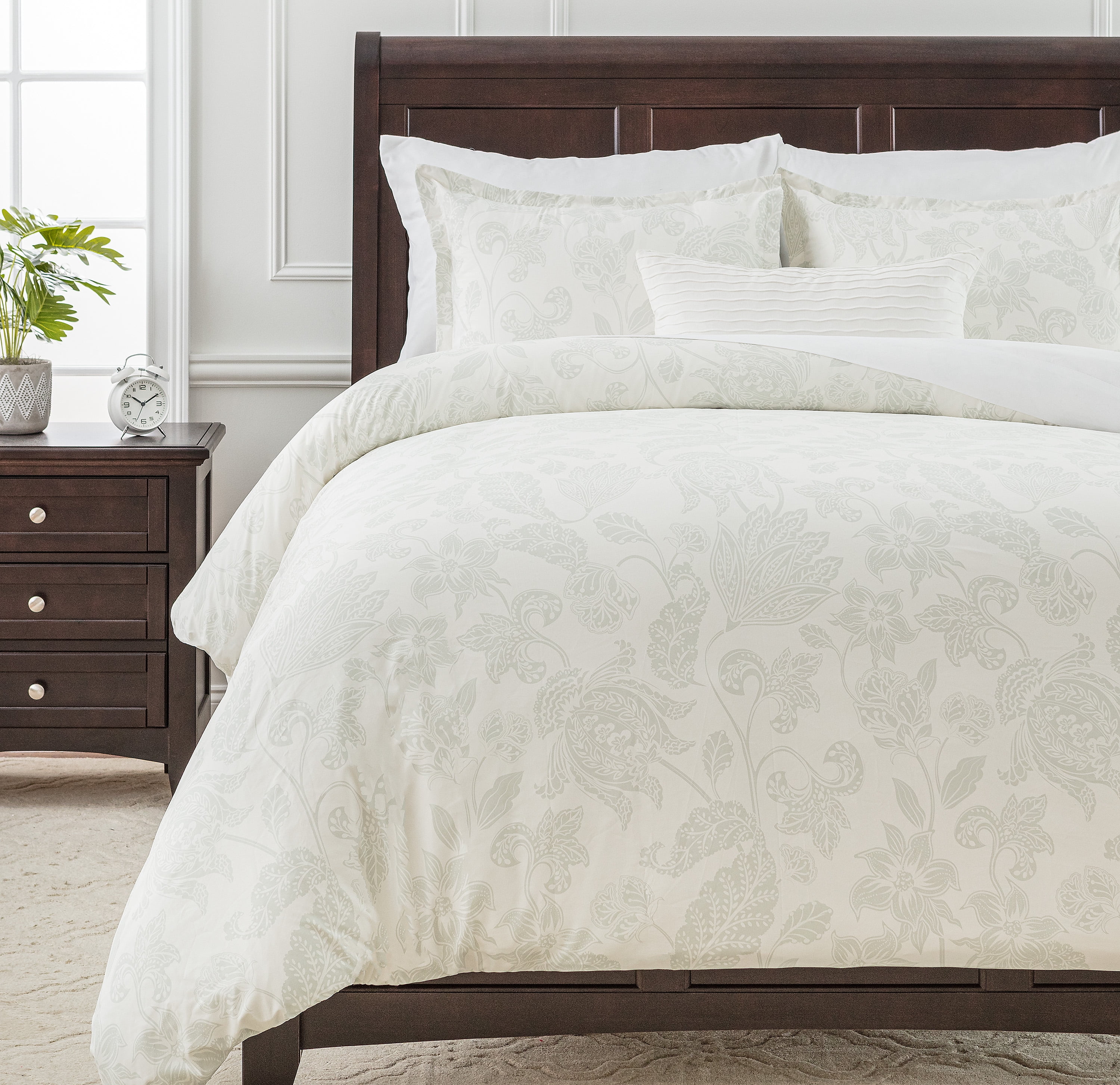 Paisley Sage Microfiber Queen Duvet Cover Set