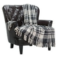 thumbnail image 1 of Chanasya Farmhouse Pattern Plaid Throw Blanket Lightweight Knit Textured Woven Decorative Blanket for Couch Bed Living Room Blanket with Tassels Fringed Throw Blanket (50x65 Inches) Black, 1 of 3