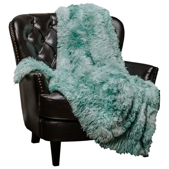 Chanasya Faux Fur Sherpa Throw Blanket | Color Variation Marble Print | Super Soft Shaggy Fuzzy Fluffy Elegant Cozy Plush Microfiber Aqua Blue Blanket for Couch Bed Living Room - (50" x 65")