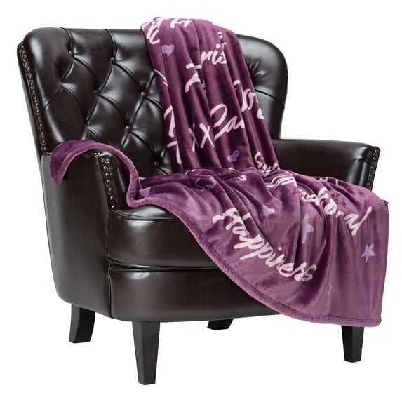 Chanasya Friends Forever Gift Throw Blanket - Super Soft Plush Fleece Laugh Hug Smile Joy Comfort Love Memories Best Friend Forever Gift Throw- for Women Men (50x65 Inches) - Aubergine Blanket