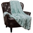 thumbnail image 1 of Chanasya Fur Throw Blanket for Bed Couch Chair Daybed - Soft Wave Embossed Pattern - Warm Elegant Cozy Fuzzy Fluffy Faux Fur Plush Suitable for Fall Winter Summer Spring (50" x 65") - Aqua Blanket, 1 of 7
