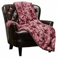 thumbnail image 1 of Chanasya Fuzzy Faux Fur Throw Blanket - Light Weight Blanket for Bed Couch and Living Room Suitable for Fall Winter and Spring (60x70 Inches) Dark Rose, 1 of 8