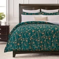 thumbnail image 1 of Chanasya Premium Printed Bramble Leaf Teal Duvet Cover Set - Duvet Cover (90” x 90”) & 2 Pillow Shams (20” x 26”) - 3-Piece Set, Queen Size, Printed Bramble Leaf Teal, 1 of 7