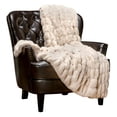 thumbnail image 1 of Chanasya Ruched Royal Faux Fur Throw Blanket - Fuzzy Plush Elegant Blanket for Sofa Chair Couch and Bed with Reversible Velvet Blanket (50x65 Inches) Off White, 1 of 9