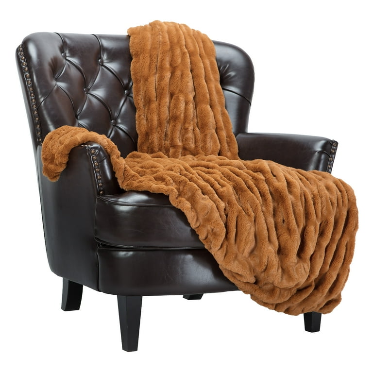 Chanasya Ruched Royal Faux Fur Throw Blanket Fuzzy Plush Elegant Blanket for Sofa Chair Couch and Bed with Reversible Velvet Blanket 50x65 Inches Cathy Spice Walmart