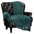thumbnail image 1 of Chanasya Soft Teal Chenille Knitted Diamond Textured Decorative Throw Blanket - Geometric Lightweight Luxury Fuzzy Decor with Tassels for Couch Sofa Bed Chair Bedroom Living Room (50x65 Inches), 1 of 4