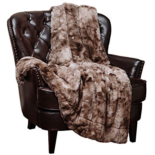 Chanasya Super Soft Fuzzy Faux Fur Throw Blankets - Fluffy Plush Lightweight Cozy Snuggly with Sherpa for Couch Living Room Bedroom - Light Brown Fall & Winter Home Decor (60x70 Inches) Beige Blanket