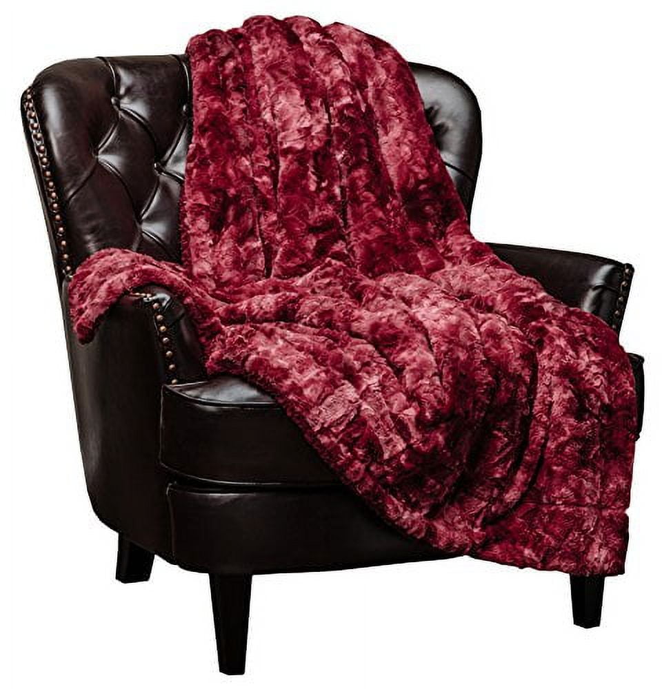 Chanasya Super Soft Fuzzy Faux Fur Throw Blankets - Fluffy Plush Lightweight Cozy Snuggly with Sherpa for Couch Sofa Living Room Bedroom - Burgundy Fall Winter Home Decor (60x70 Inches) Maroon Blanket