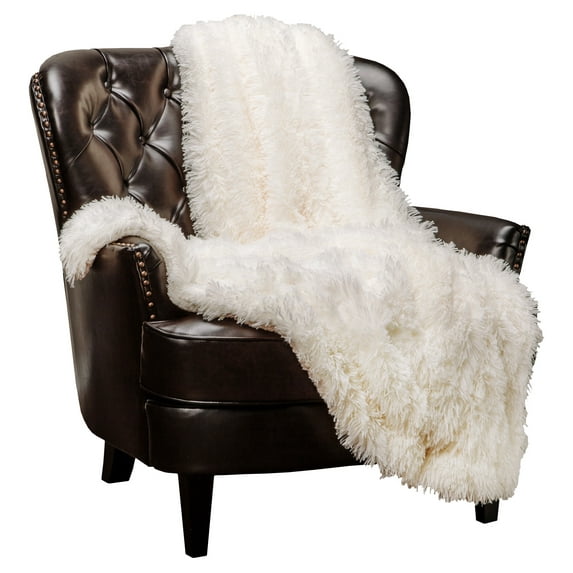 Chanasya Super Soft Shaggy Longfur Throw Blanket | Snuggly Fuzzy Faux Fur Lightweight Warm Elegant Cozy Plush Sherpa Microfiber Blanket | For Couch Bed Chair Photo Props - 50 "x 65" - Ivory White