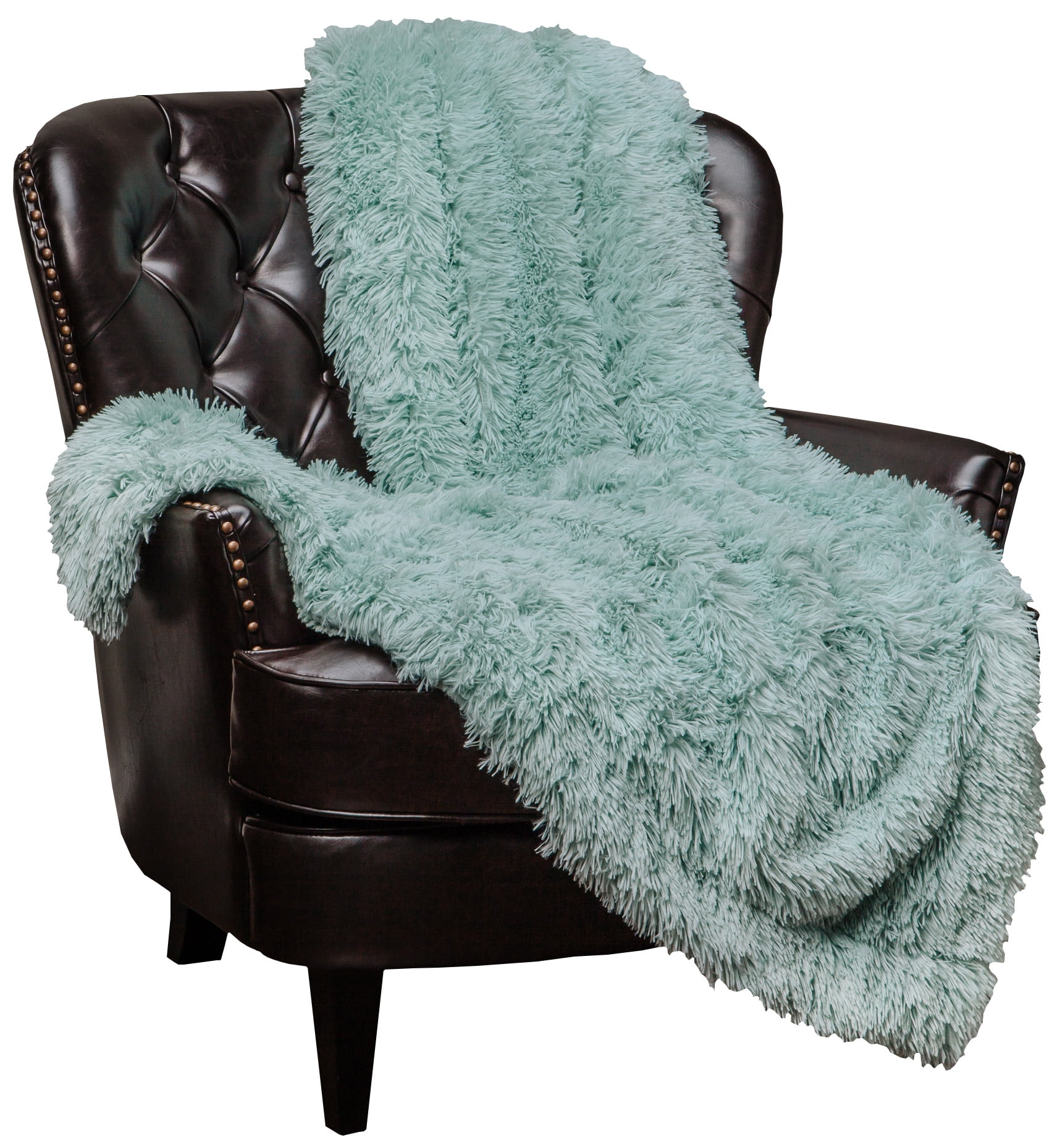 Turquoise Faux Fur Reversible Throw Blanket 50" x 65"