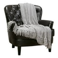thumbnail image 1 of Chanasya Textured Knitted Super Soft Throw Blanket With Tassels Cozy Plush Lightweight Fluffy Woven Blanket for Bed Sofa Couch Cover Living Bed Room Acrylic Gray Throw Blanket (50x65 Inches) Silver, 1 of 1