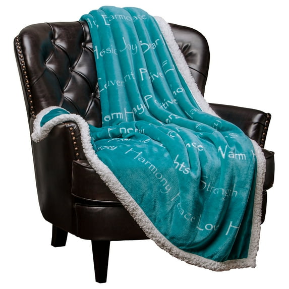 Chanasya Warm Hugs Positive Energy Healing Thoughts Super Soft Fleece Sherpa Comfort Caring Teal Blue Gift King Bed Blanket - Get Well Soon Gift for Women Men Patient - Teal King Blanket