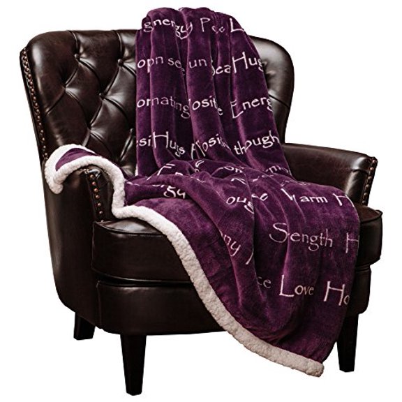 Chanasya Healing Compassion Warm Hugs Gift Throw Blanket - Sympathy Gift Breast Cancer Chemo Survivor Get Well Caring Gifts - Comfort Purple Gift Blanket for Love Support Women Friend - Aubergine