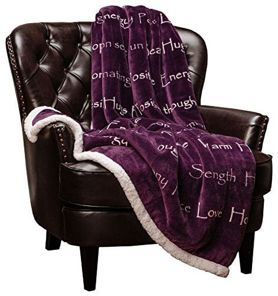 Purple Reversible Faux Fur and Sherpa Throw Blanket