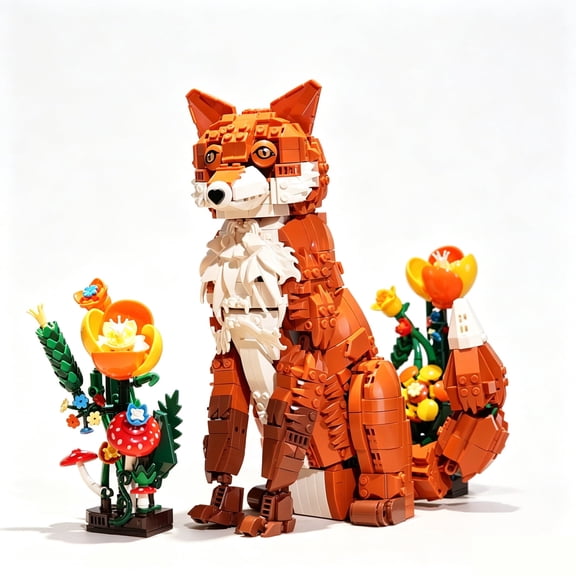 Chanbrick Jungle Red Fox Building Sets Compatible With Lego Animal Modle Flower Cognitive Development Building Kits For Adults Teens